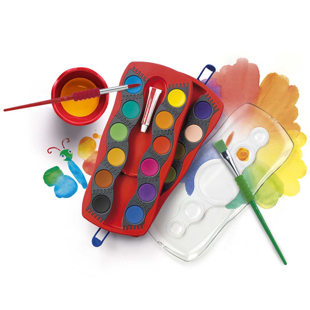 FABER CASTELL Deckfarbkasten Connector 24 Farben rot