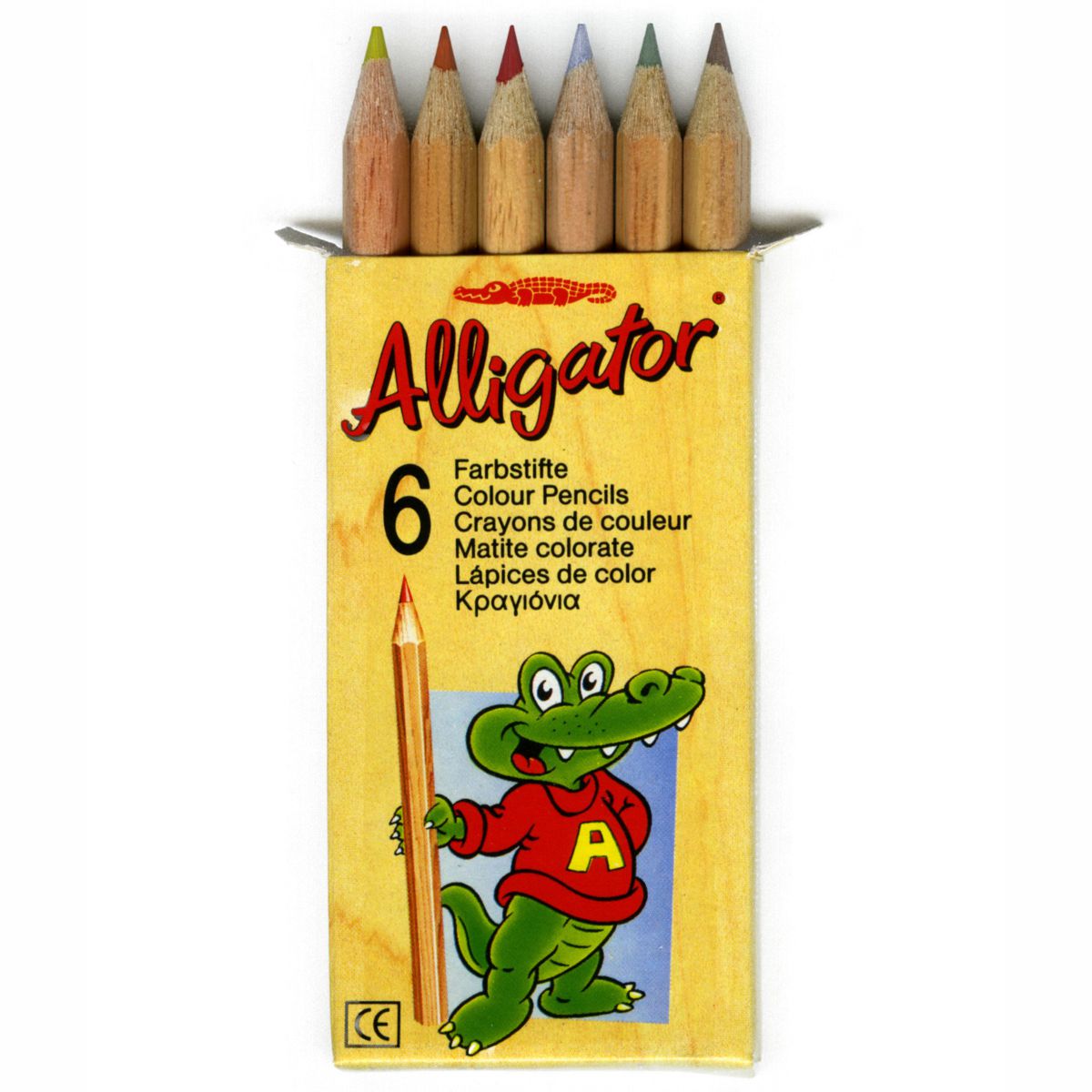FABER CASTELL ALLIGATOR Farbstifte kurz natur 6 Packungen je 6 Farben