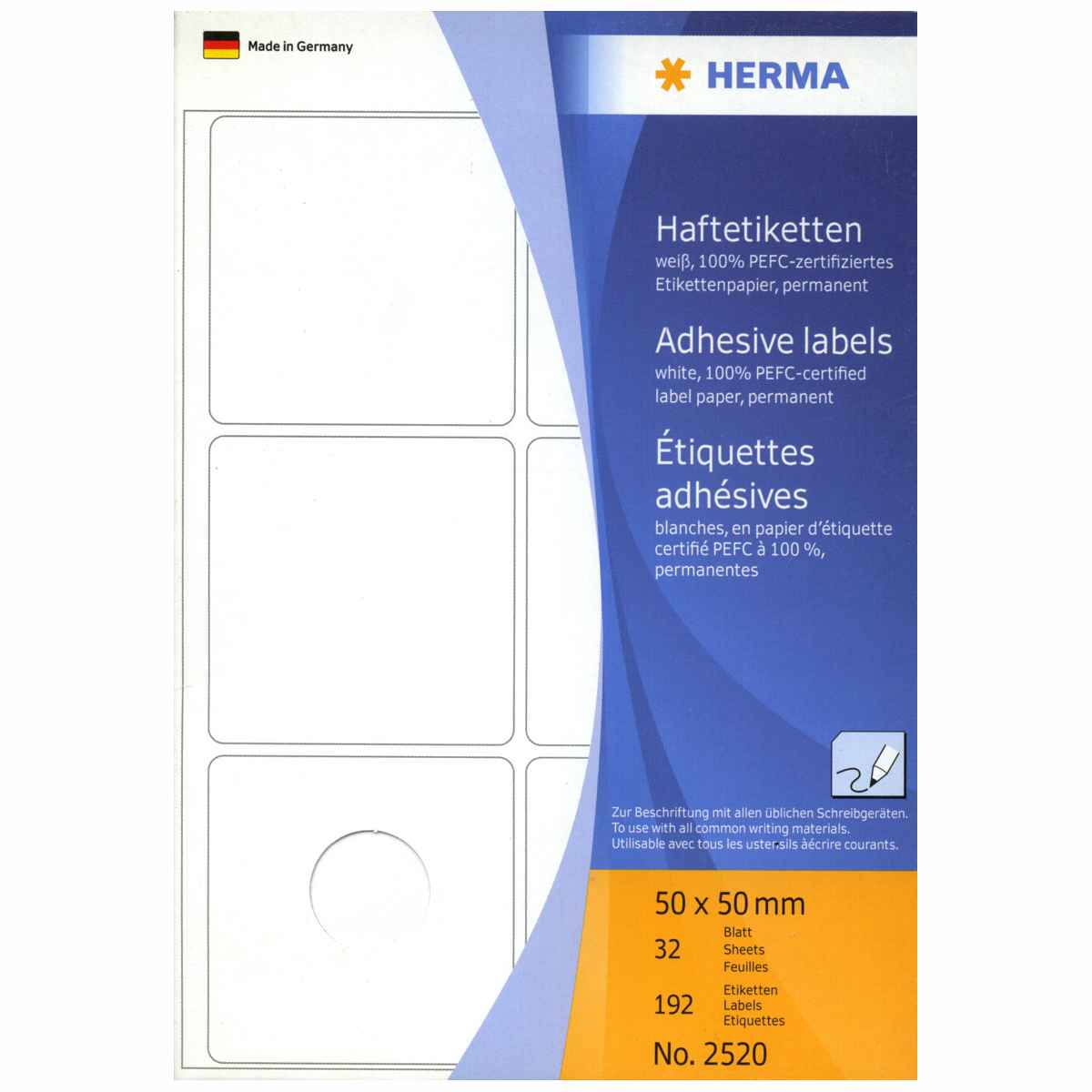 HERMA Vielzweck-Etiketten 2520 50x50mm weiß 192 Etiketten