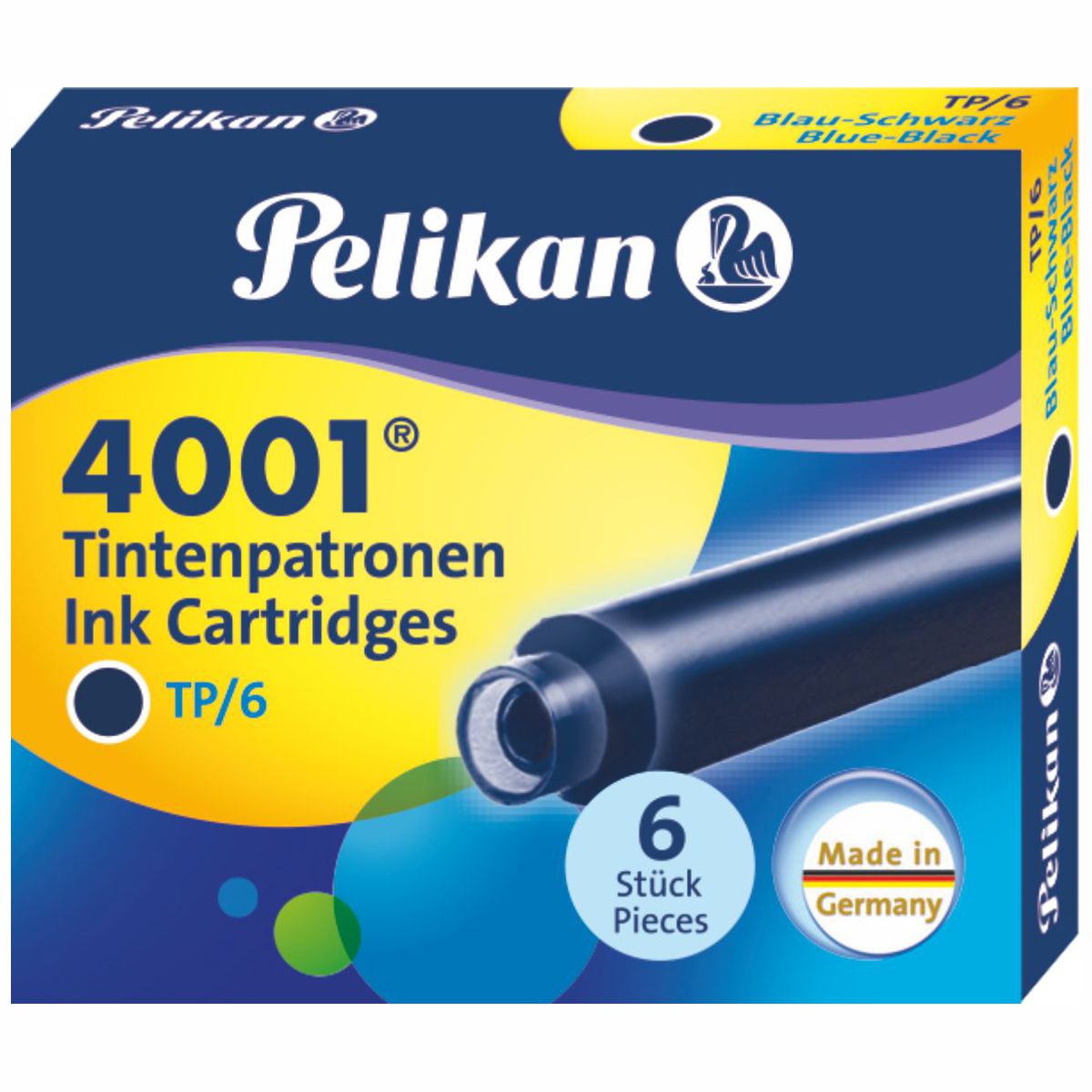 PELIKAN Tintenpatrone 4001 kurz blau-schwarz 6 Stück