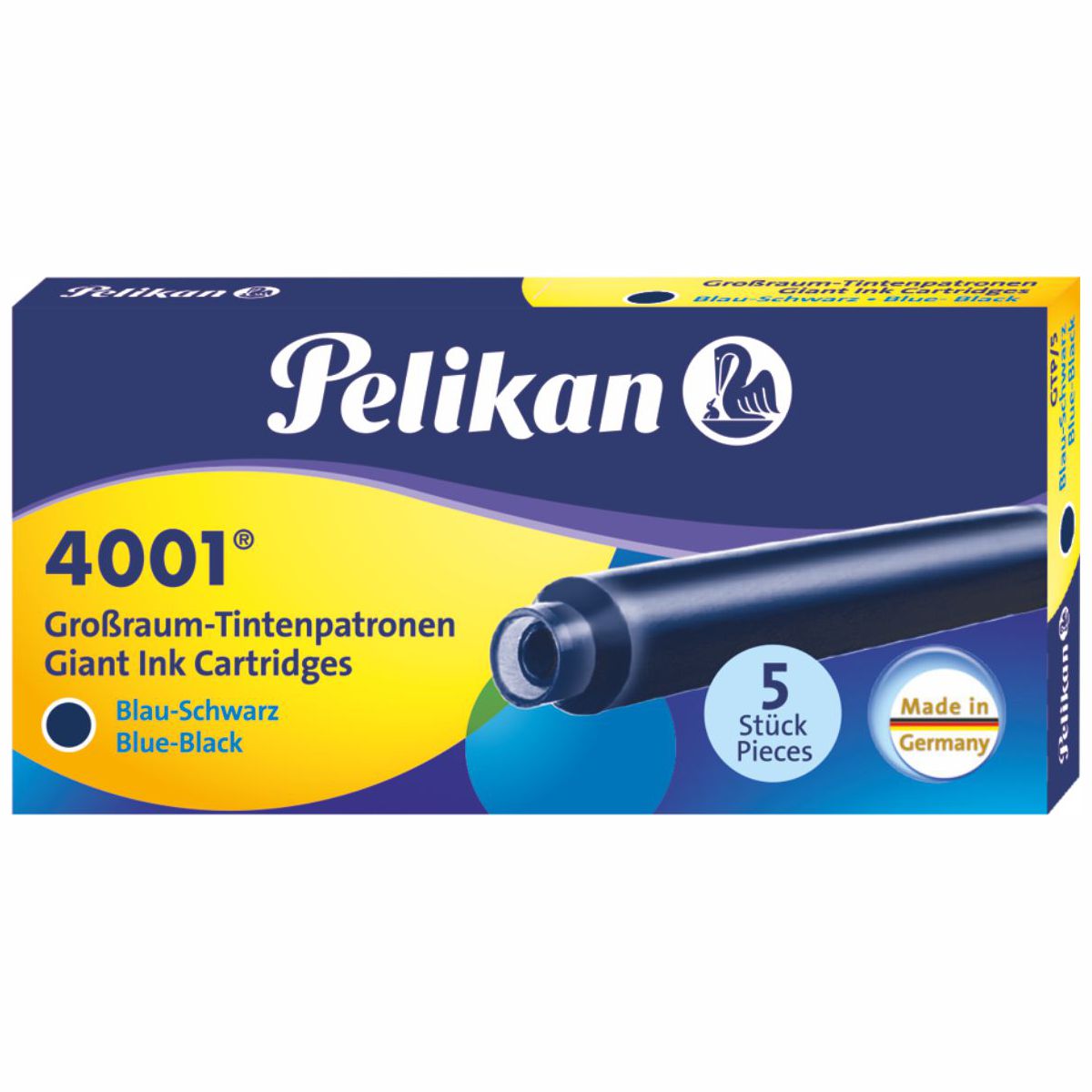 PELIKAN Tintenpatrone 4001 lang blau-schwarz 5 Stück