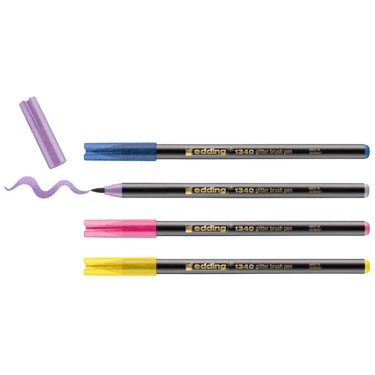EDDING Pinselmaler Brushpen Lettering Set 1340 GLITZER 1-5mm 4 Stück