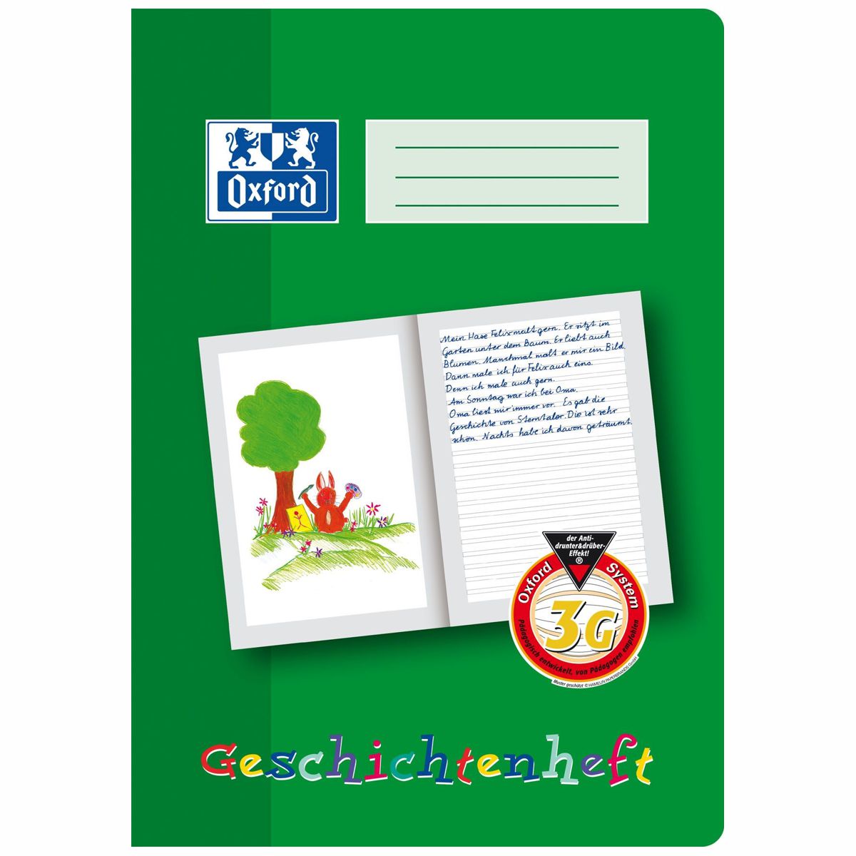 OXFORD Geschichtenheft A4 16 Blatt Lineatur 3G hoch 90g
