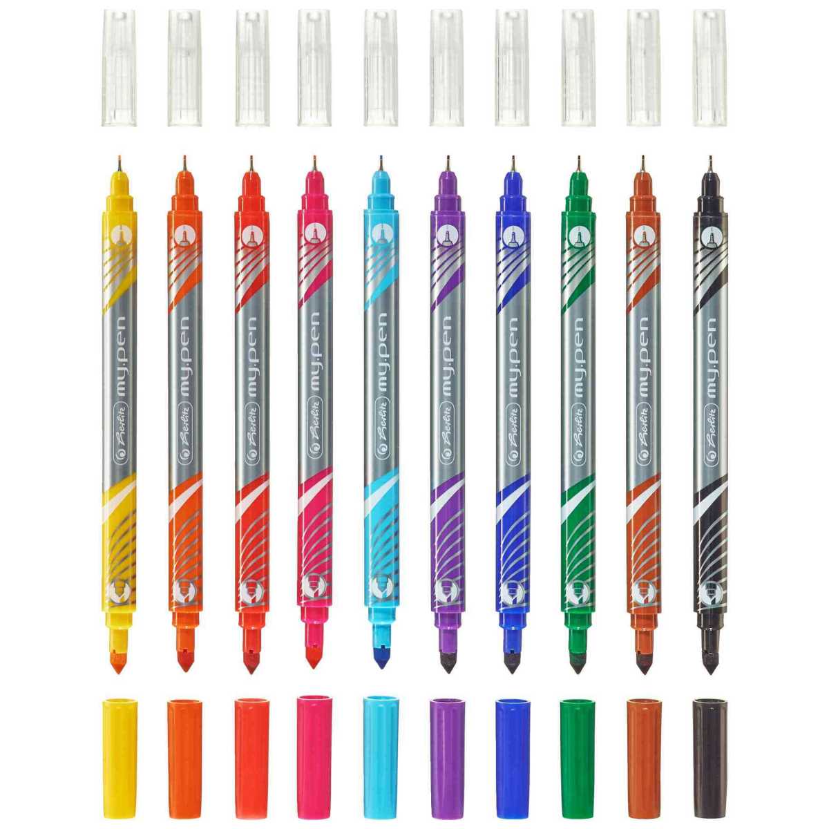 HERLITZ Fineliner / Fasermaler my.pen 2in1 10 Stück 0,5mm + 4mm