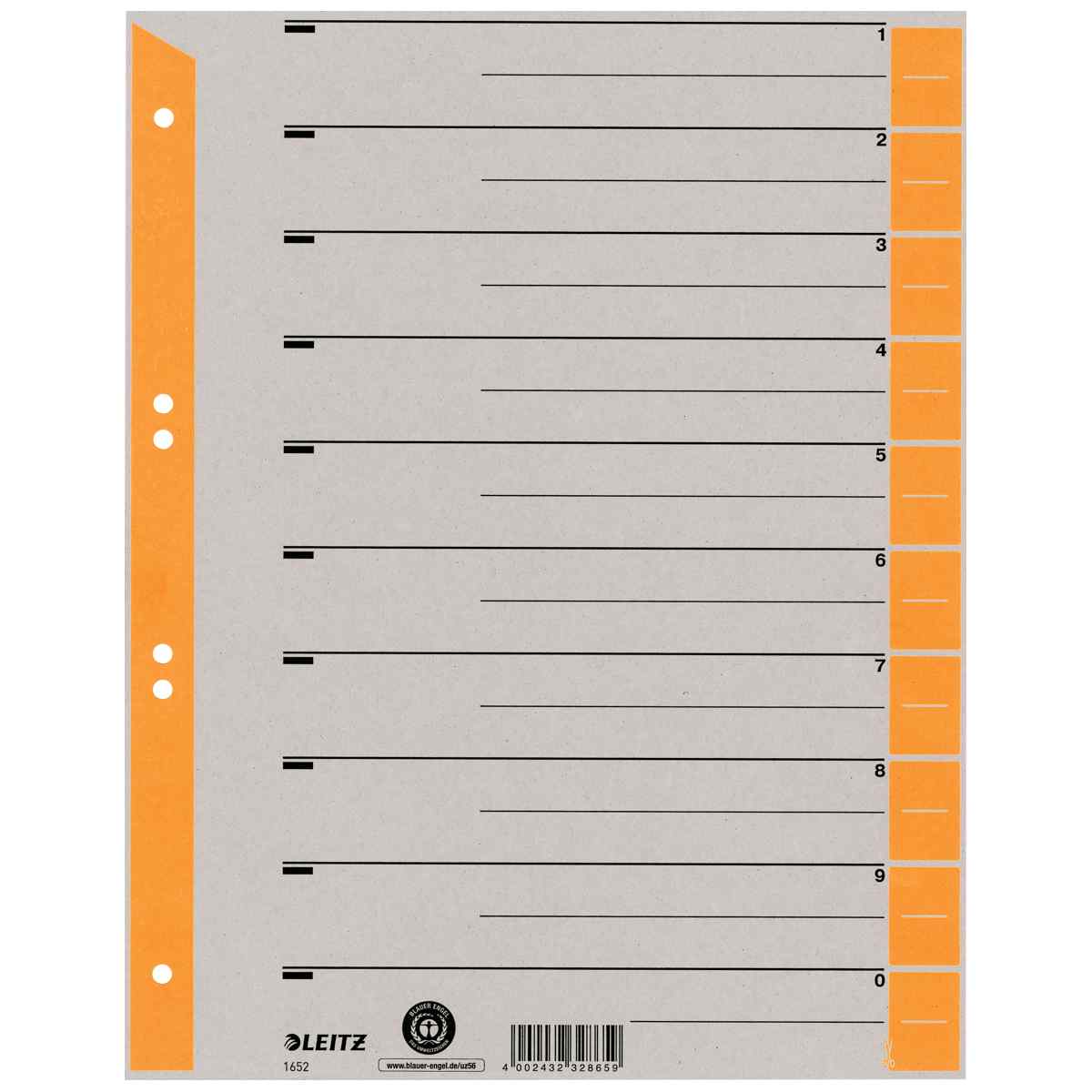 LEITZ Trennblätter 1652 A4 230g Tab orange 100 Stück