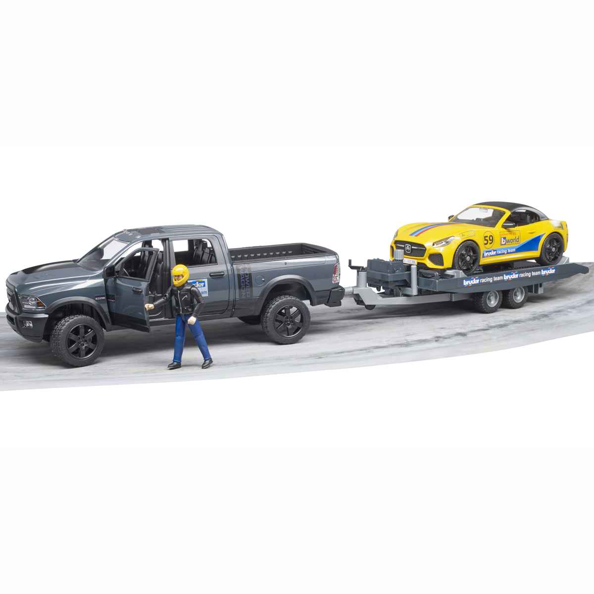 BRUDER 02504 RAM 250 Power Wagon und BRUDER Roadster Racing Team