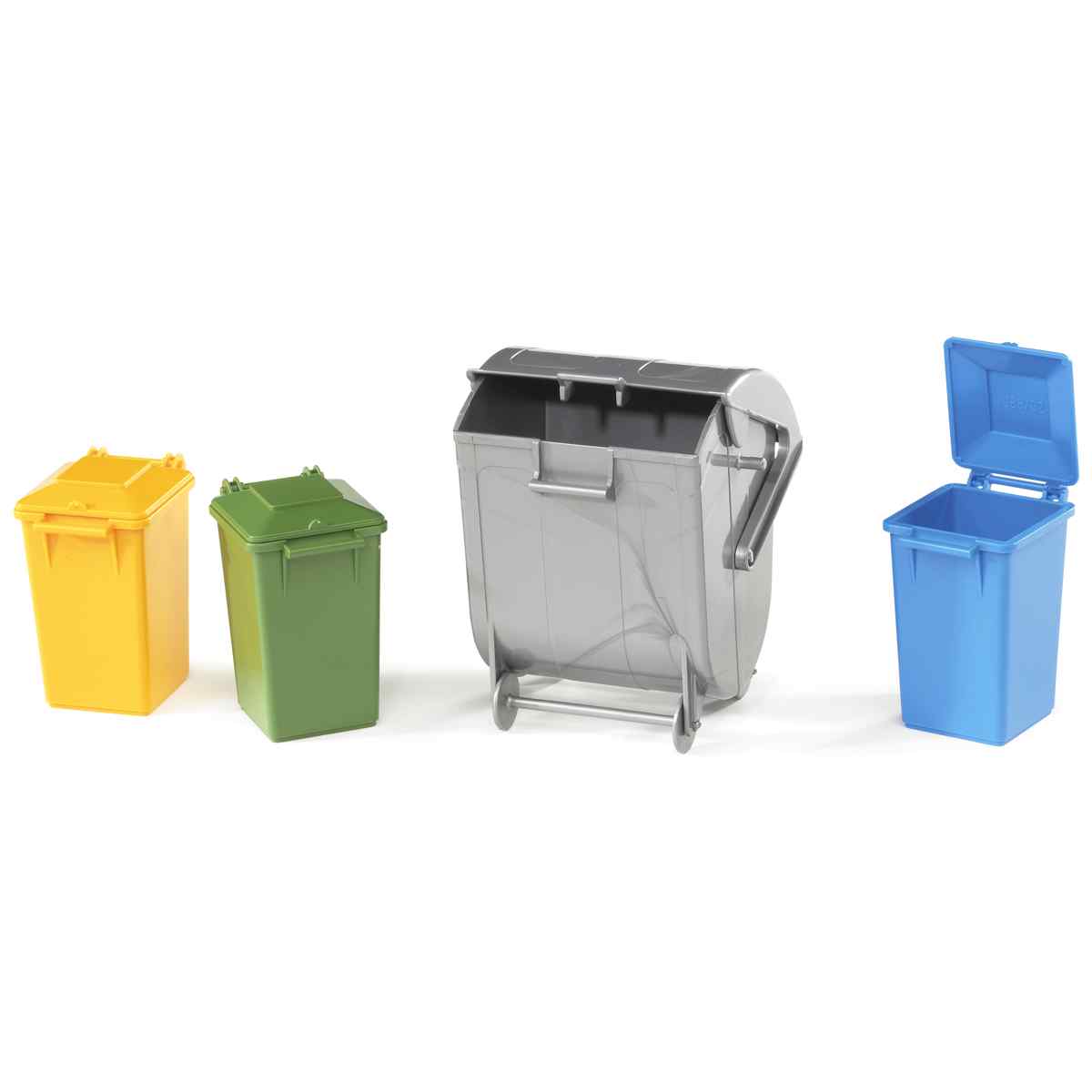 BRUDER 02607 Mülltonnen-Set (3 kleine, 1 große Tonne)