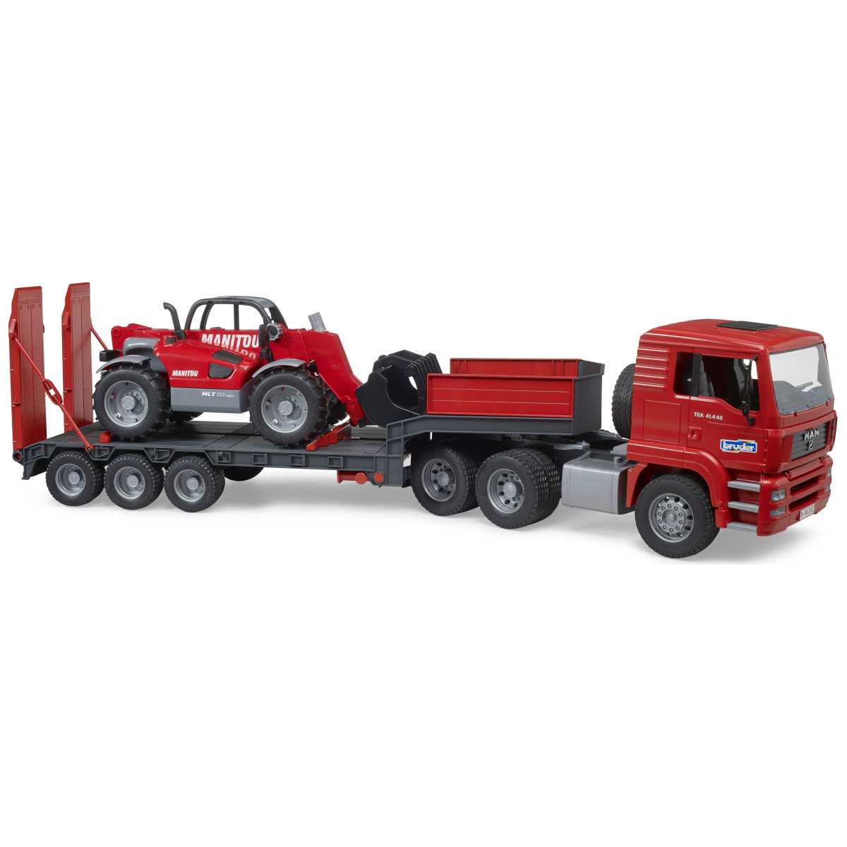 BRUDER 02774 MAN TGA Tieflader und Manitou Teleskoplader MLT 633