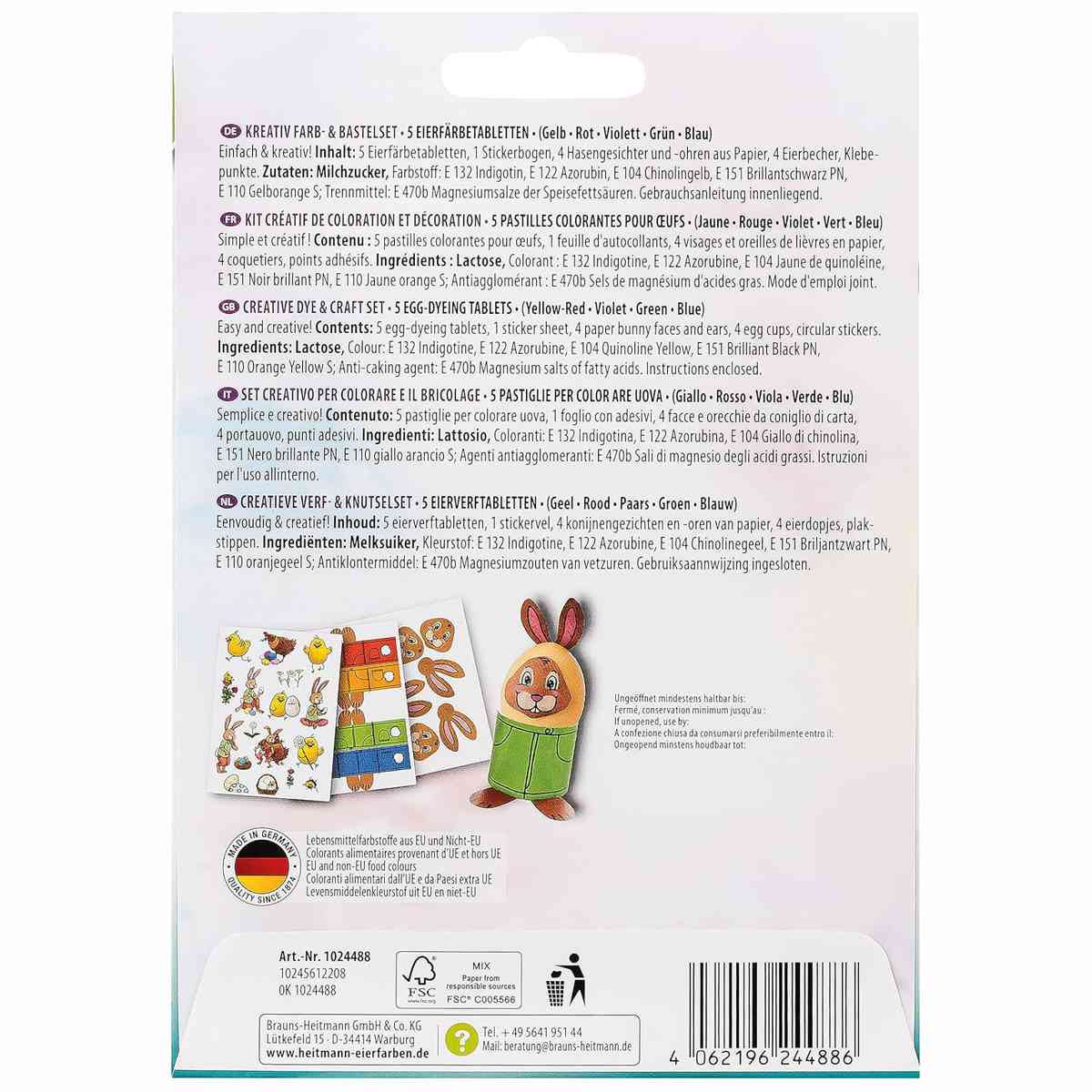 BRAUNS-HEITMANN Eierfarbe Kreativ Bastelset - Farben + Sticker + Bastelutensilien