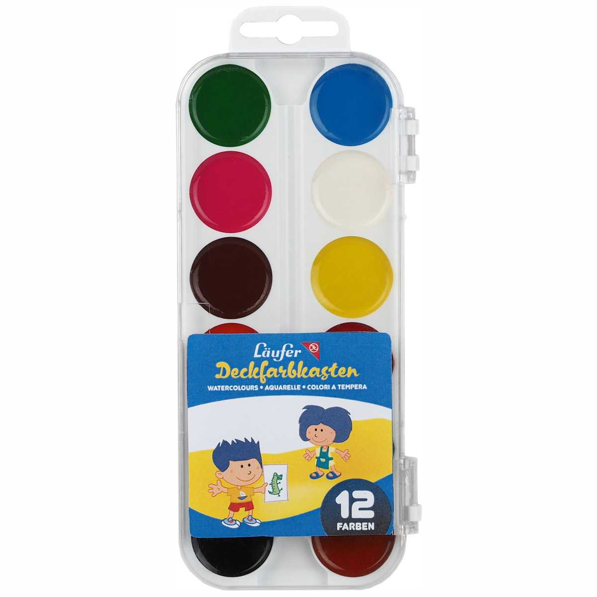 LÄUFER Deckfarbkasten Malkasten Wasserfarben 12 Farben
