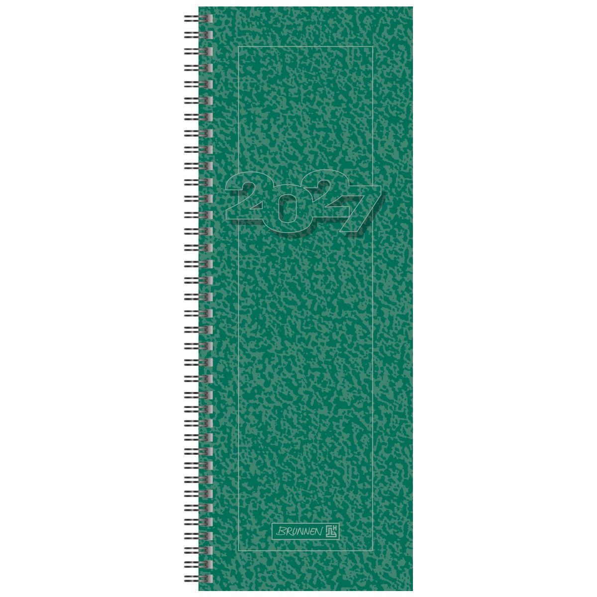 BRUNNEN Vormerkbuch mit Spirale Mod. 782 2027 | 108×297 mm grün 1 Seite = 1 Woche