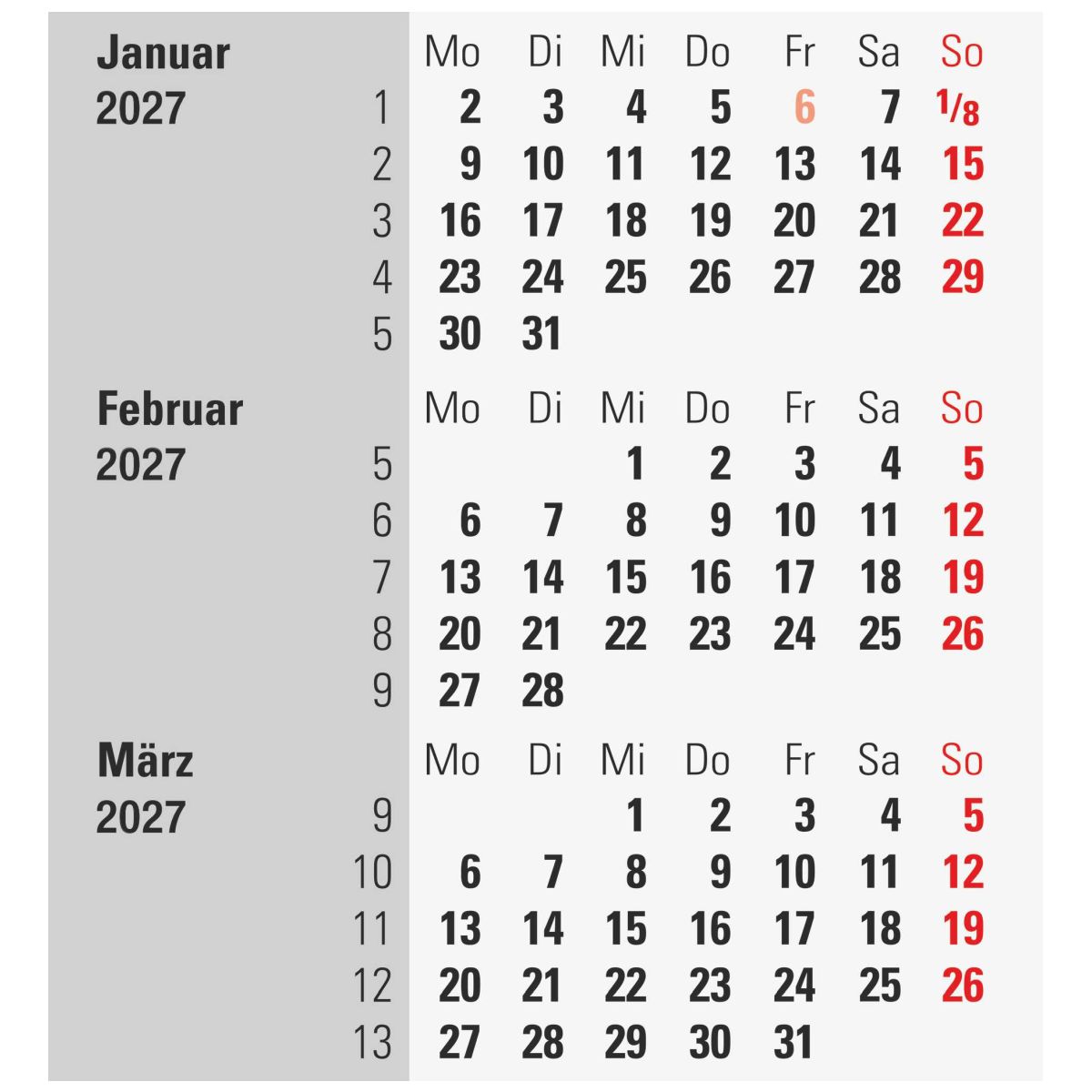 RIDO 3-Monats-Tischkalender mit Drehmechanik 2027 | 90×120 mm, schwarz