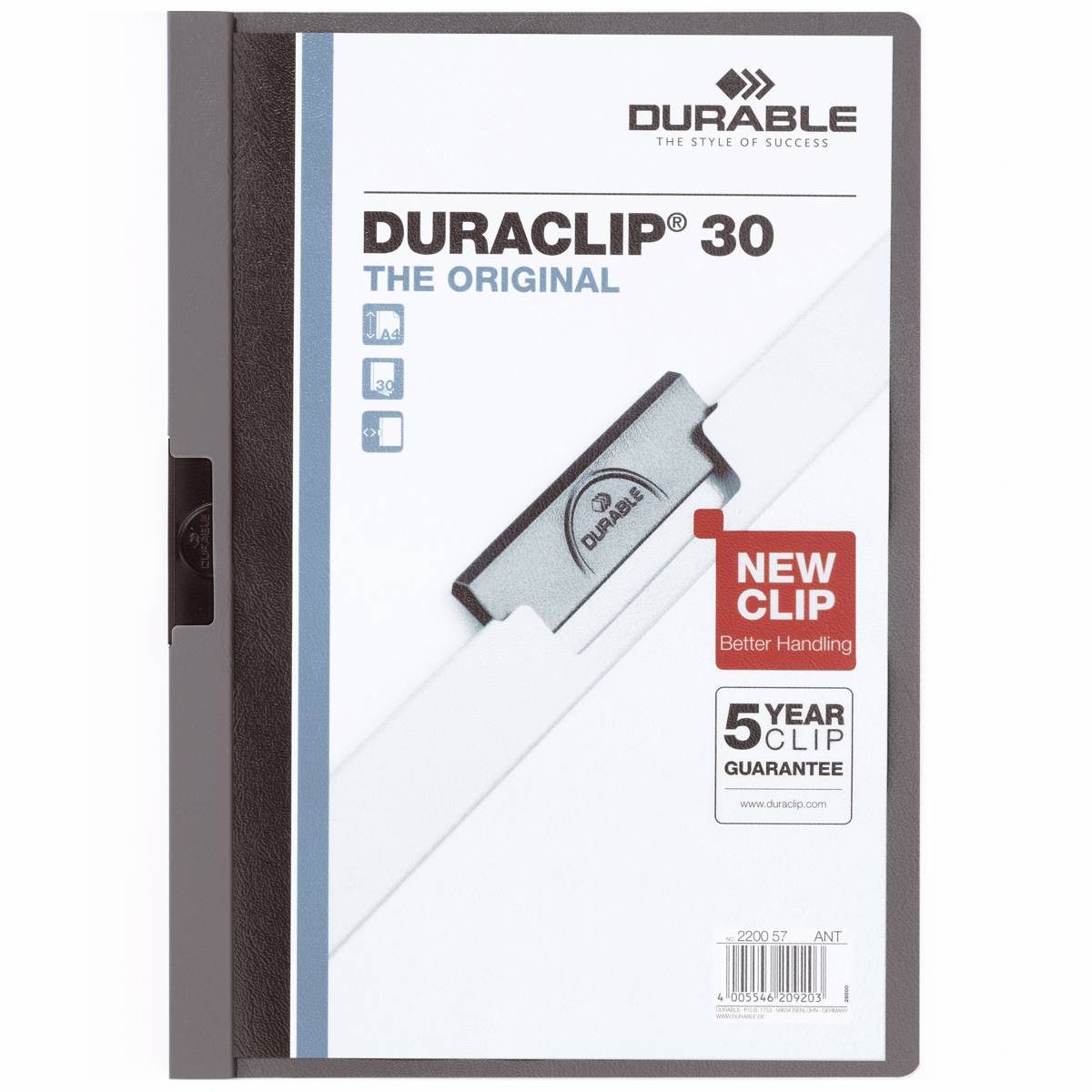 DURABLE Klemmappe DURACLIP A4 2200 bis 30 Blatt anthrazit