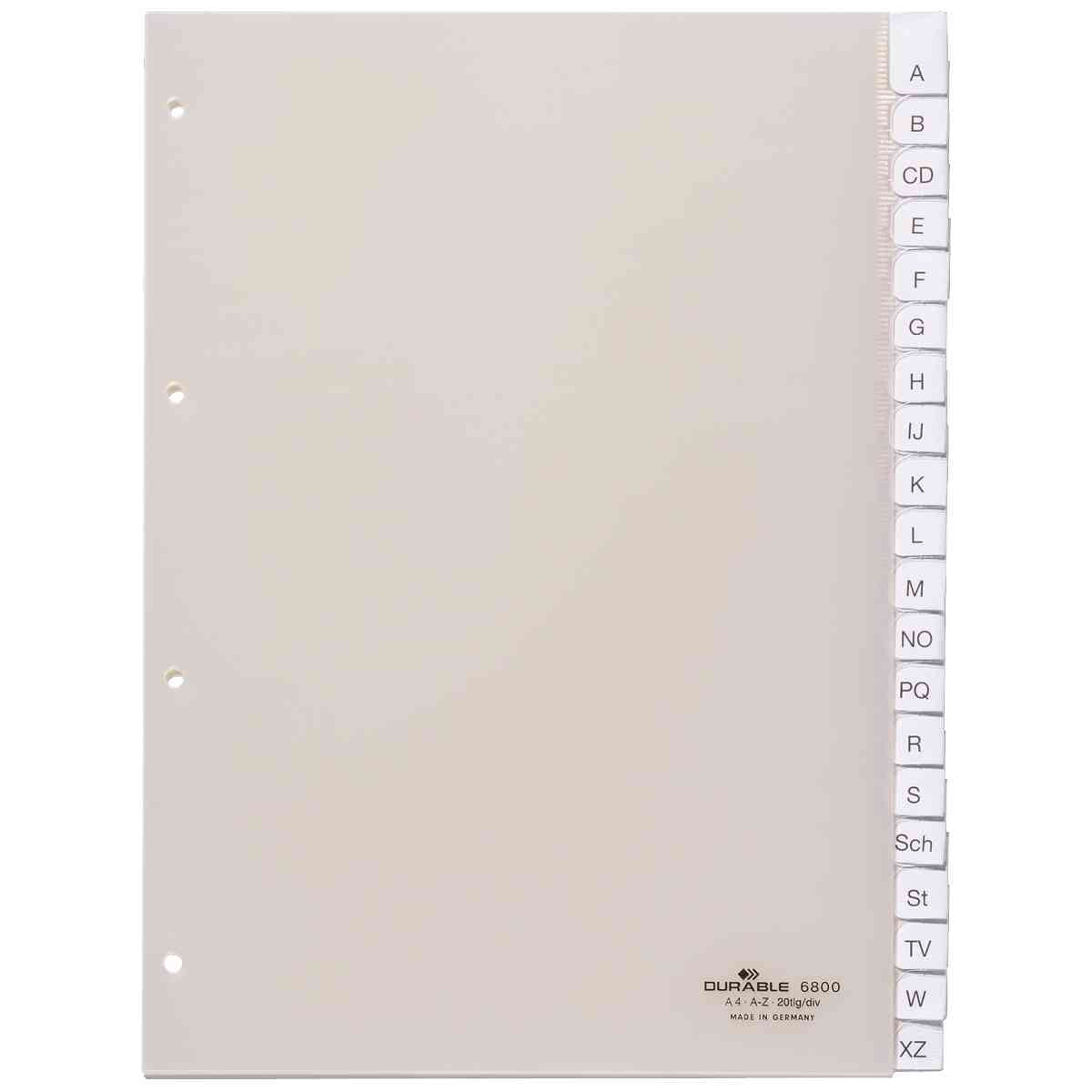 DURABLE Register 6800 A4 A-Z transparent 20-tlg umschweißte Tabe