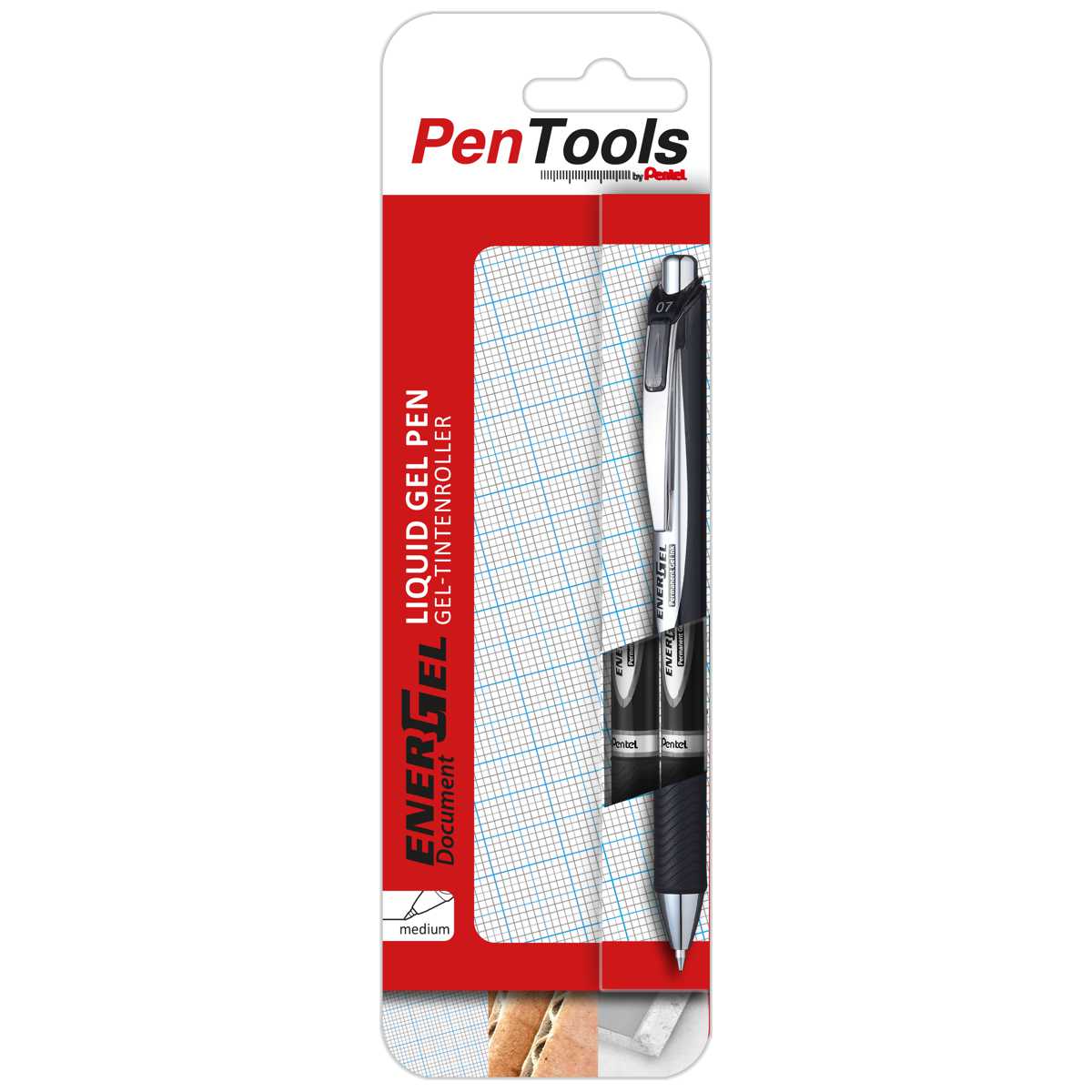 PENTEL Liquid Gelschreiber 07 EnerGel Document BLP-77 schwarz -2 Stück-