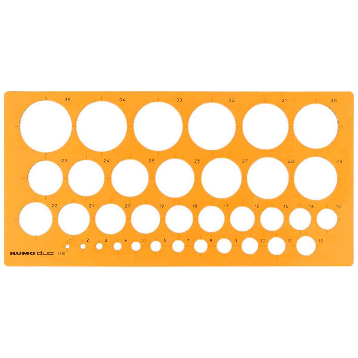 RUMOLD Kreisschablone 1-35 mm orange transparent