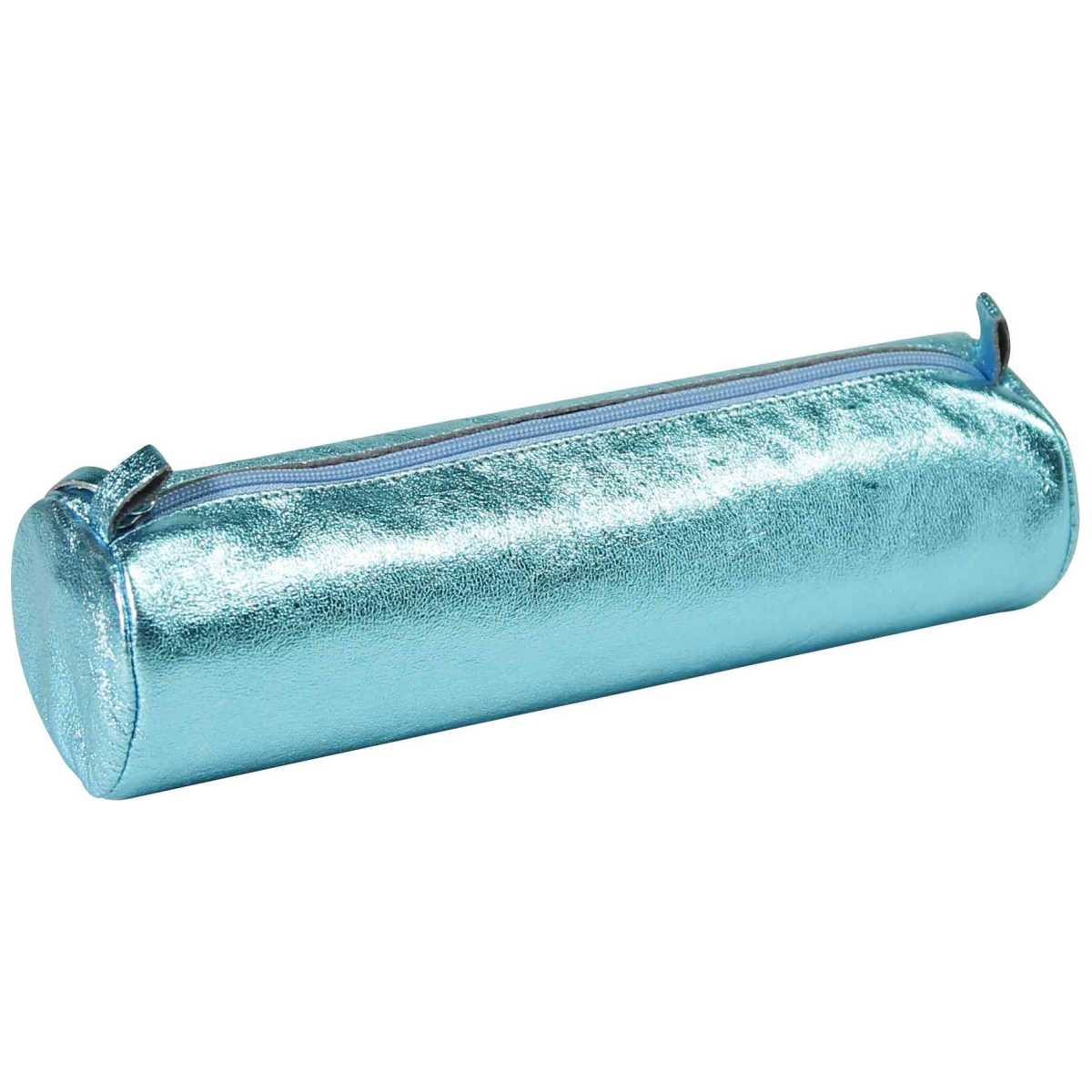 CLAIREFONTAINE Schlamperrolle rund 5,5 x 22cm echt Leder perlmutttürkis metallic