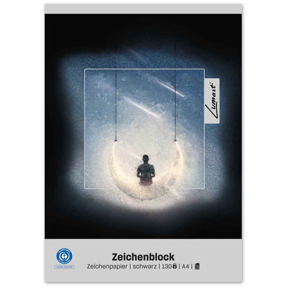 LUMART Zeichenpapier Zeichenblock A4 20 Blatt 130g schwarz geleimt