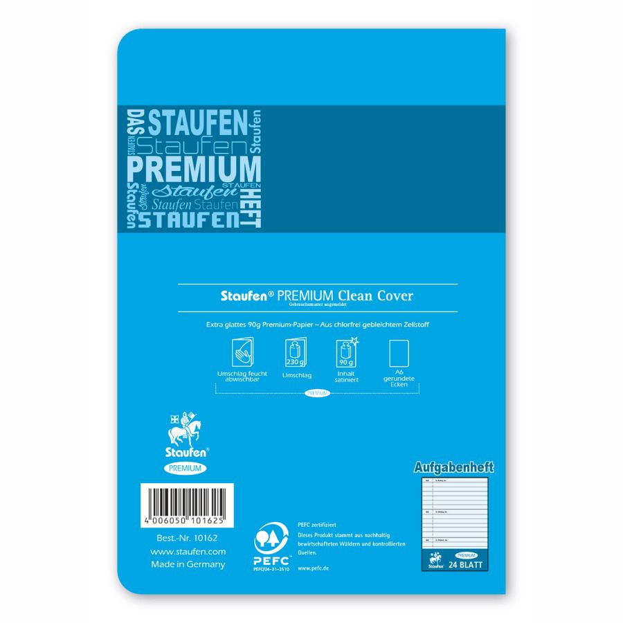 STAUFEN Hausaufgabenheft A6 24 Blatt Premium perforiert