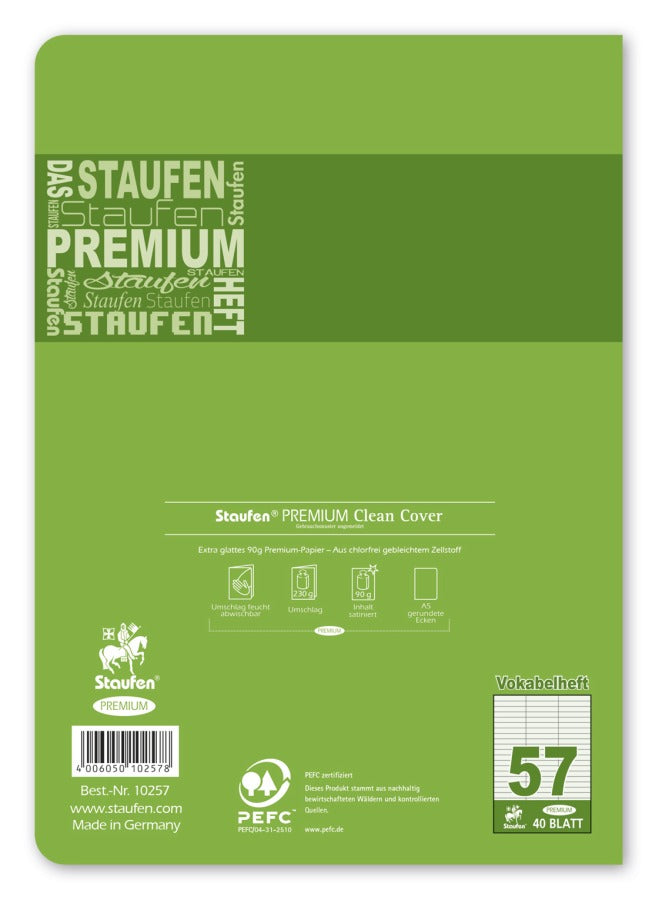 STAUFEN Premium Vokabelheft 10257 A5 3 Spalten 40 Blatt