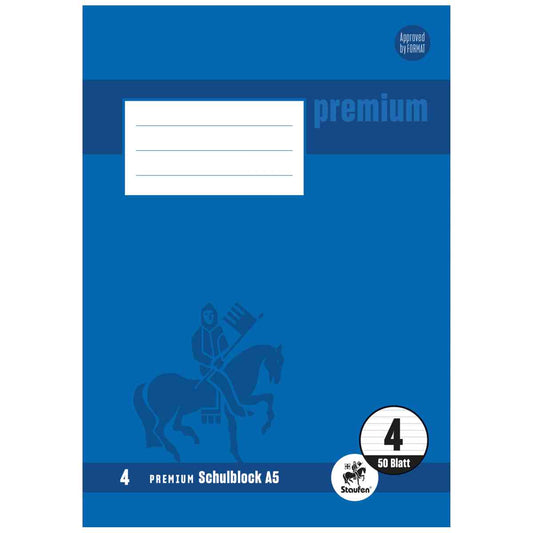 STAUFEN Premium Schulblock A5 LIN 4 gelocht 50 Blatt
