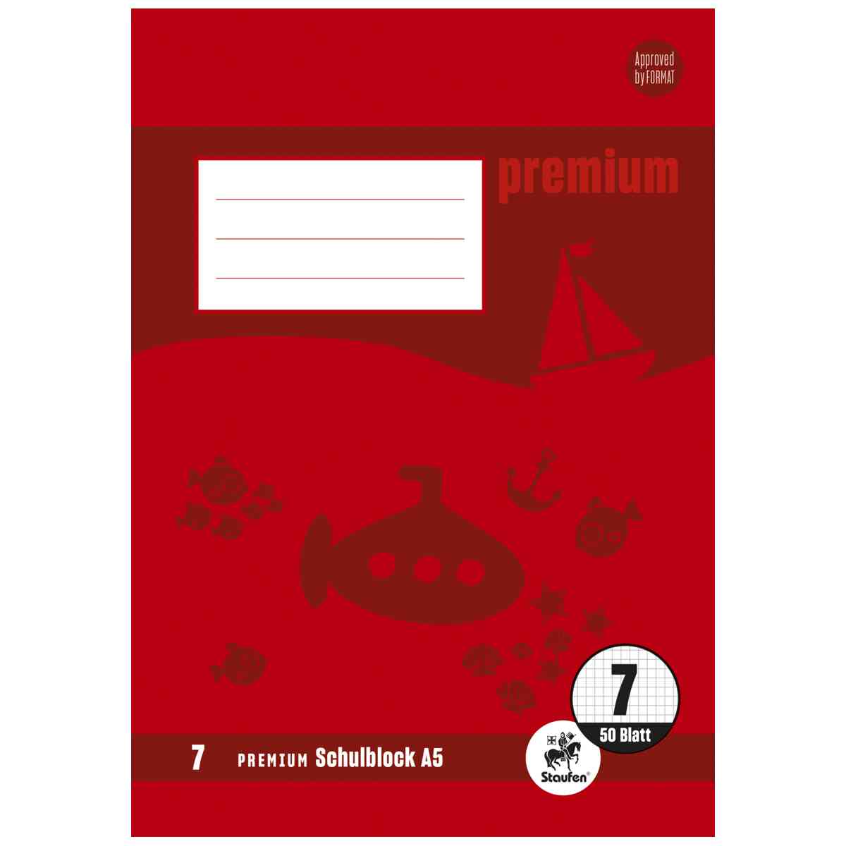 STAUFEN Premium Schulblock A5 LIN 7 gelocht 50 Blatt
