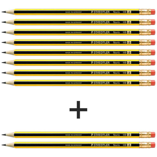STAEDTLER Bleistift Noris 122 Nr. 2 mit Radiergummi 8+2 SPARPACK