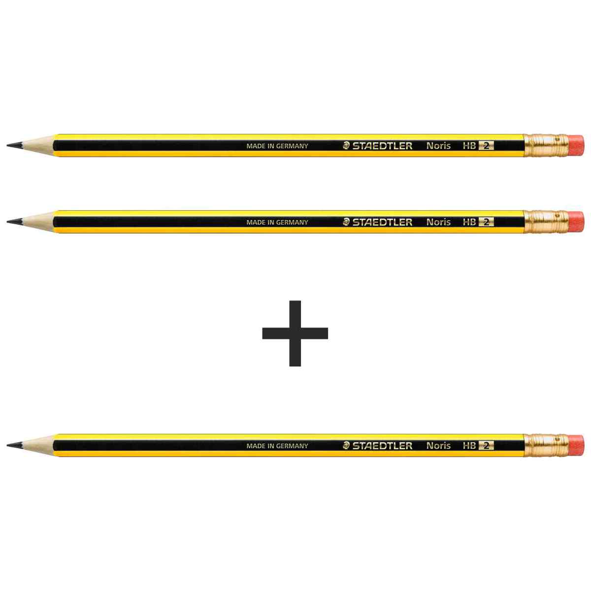 STAEDTLER Bleistift Noris 122 Nr. 2 mit Radiergummi 2+1 SPARPACK