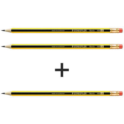 STAEDTLER Bleistift Noris 122 Nr. 2 mit Radiergummi 2+1 SPARPACK