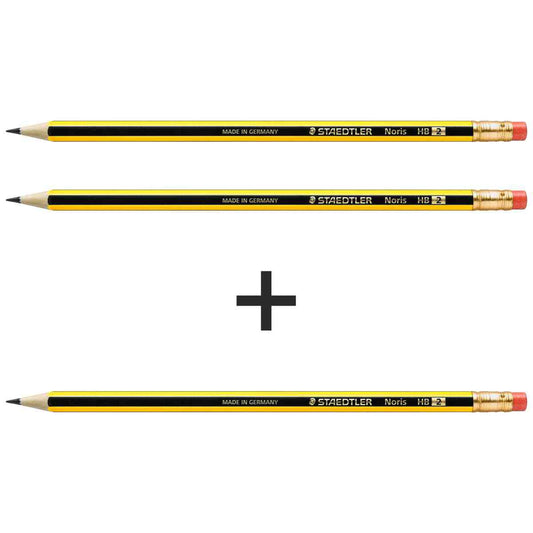 STAEDTLER Bleistift Noris 122 Nr. 2 mit Radiergummi 2+1 SPARPACK