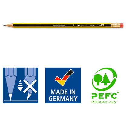 STAEDTLER Bleistift Noris 122 Nr. 2 mit Radiergummi 2+1 SPARPACK