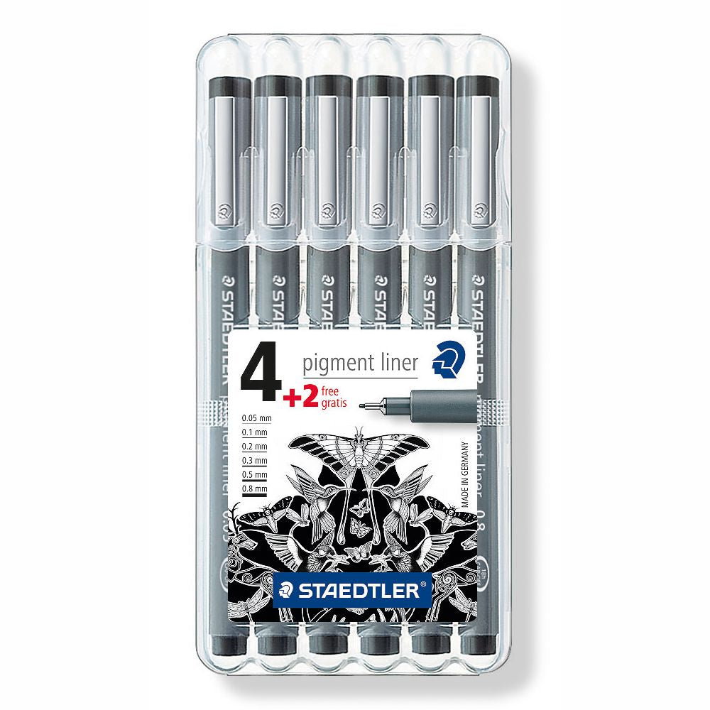 STAEDTLER Pigment Liner 308 schwarz 4+2 Stück GRATIS