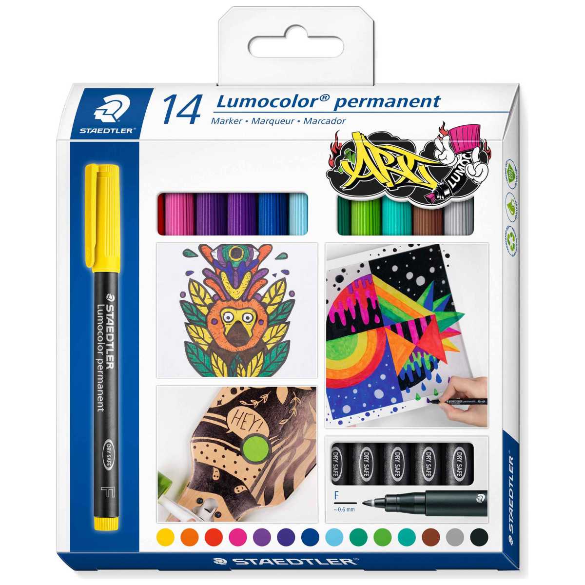 STAEDTLER Folienstift F 318 Lumocolor permanent 14 Stück -SONDERFARBEN-