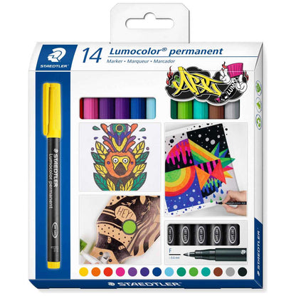 STAEDTLER Folienstift F 318 Lumocolor permanent 14 Stück -SONDERFARBEN-