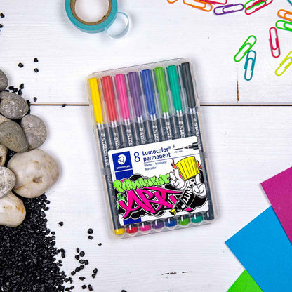 STAEDTLER Folienstift F 318 Lumocolor permanent 8 Stück -SONDERFARBEN-