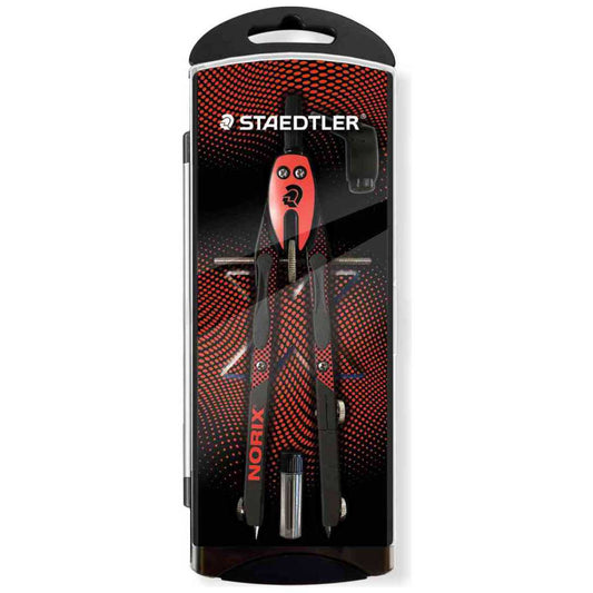STAEDTLER Zirkel Set NORIX 555 rot + Minen + Adapter
