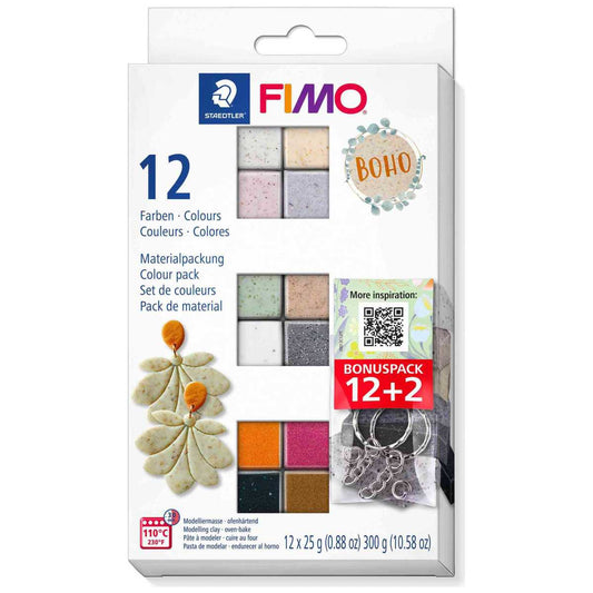 STAEDTLER Modelliermasse Fimo effect -Boho- 12 x 25g Sparpack 12 Farben