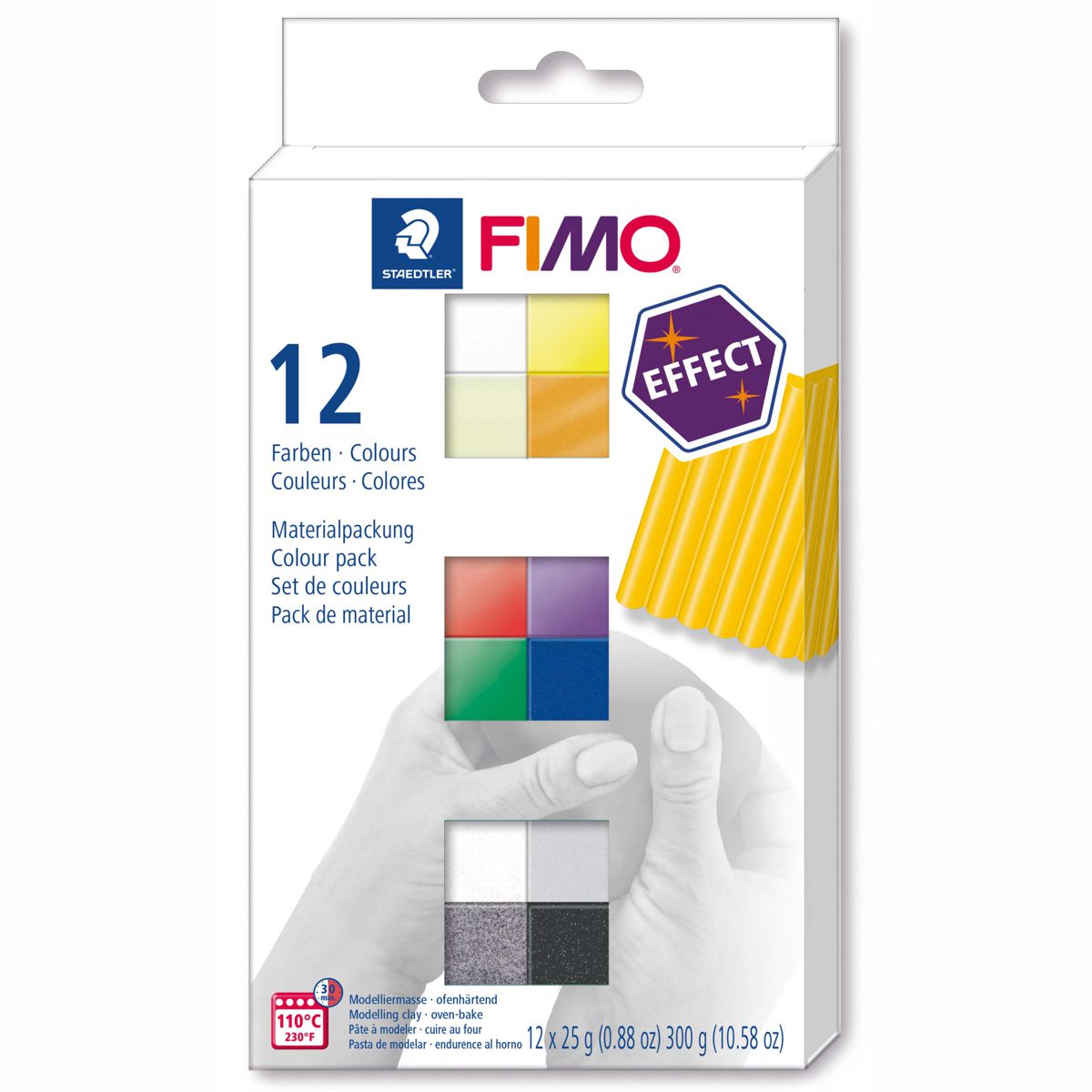 STAEDTLER Modelliermasse Fimo effect 12 x 25g Sparpack 12 Farben