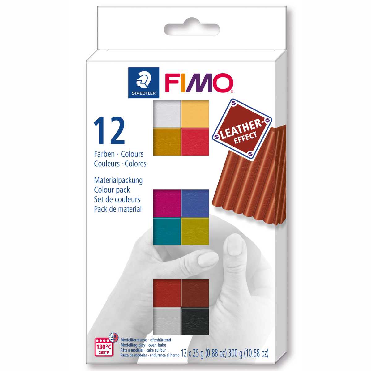 STAEDTLER Modelliermasse Fimo leather effect 12 x 25g Sparpack 12 Farben