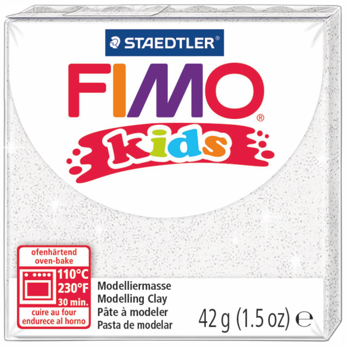 STAEDTLER Modelliermasse Fimo kids 42g 8030-052 weiß glitter