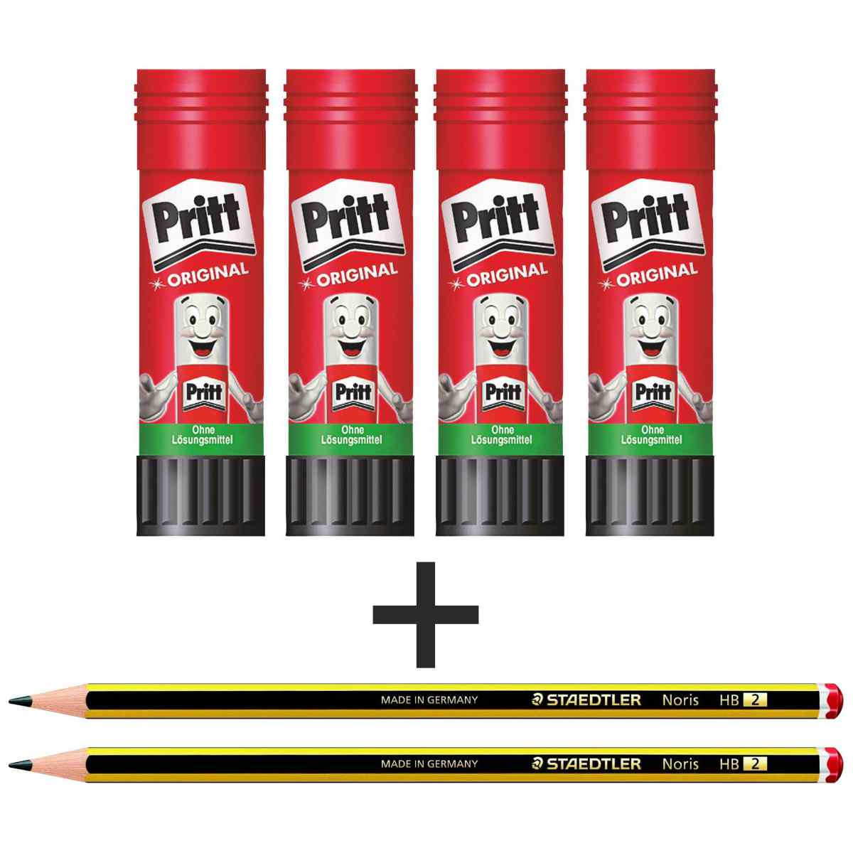 PRITT Klebestift 22g WA12 SPARPACK 4 Stück + 2 Bleistite GRATIS