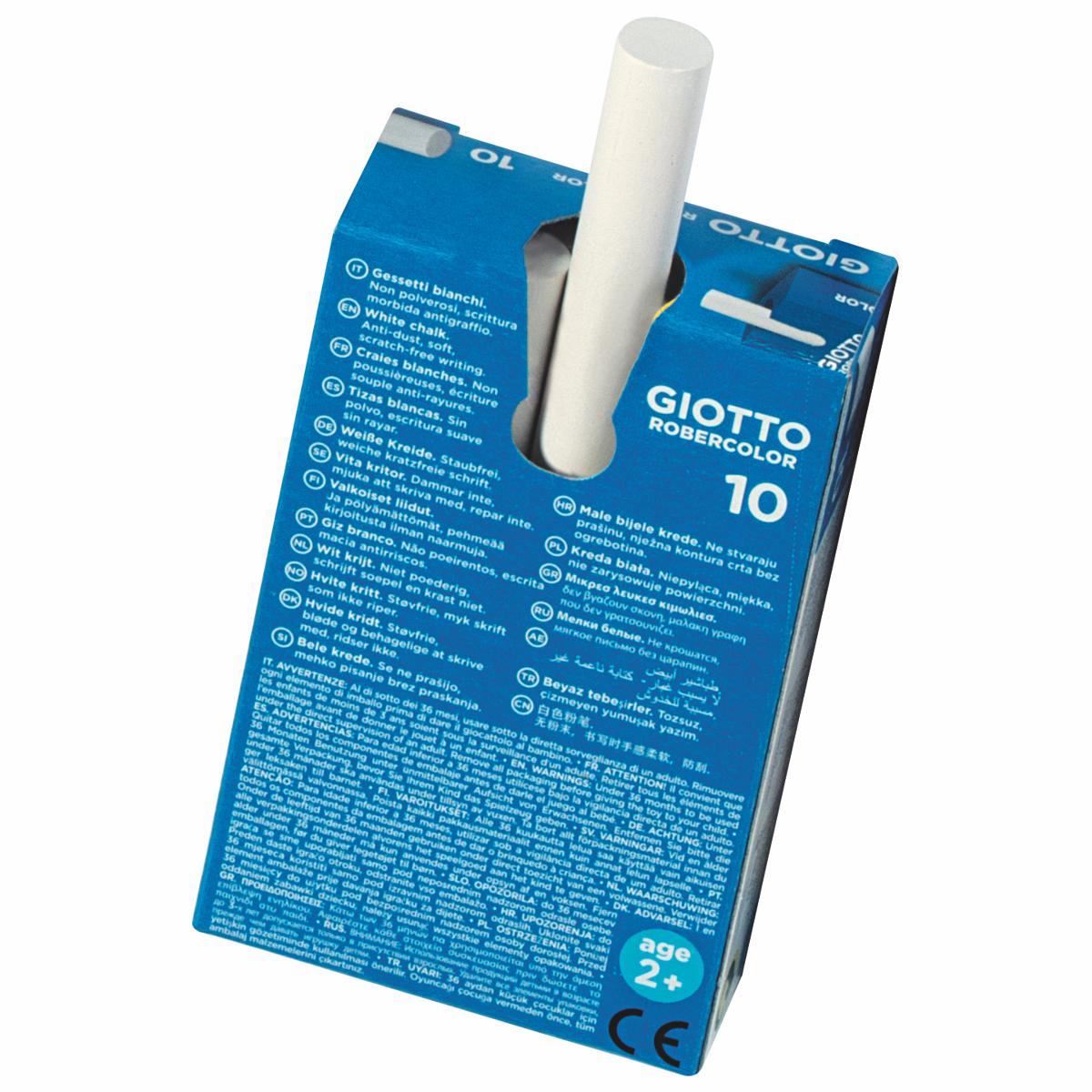 GIOTTO / LYRA Tafelkreide rund 10mm weiß 10 Stück, Länge 80mm