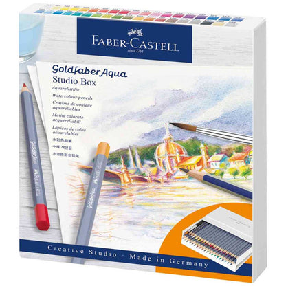 FABER CASTELL Aquarestft Goldfaber Aqua Atelierbox 36 Farben + Zubehör
