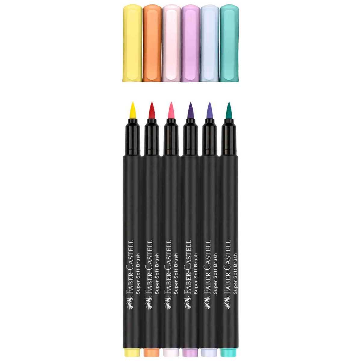 FABER CASTELL Fasermaler Black Edition 6 Stück mit Pinselspitze 1-2mm