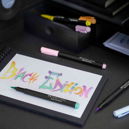 FABER CASTELL Fasermaler Black Edition 6 Stück mit Pinselspitze 1-2mm