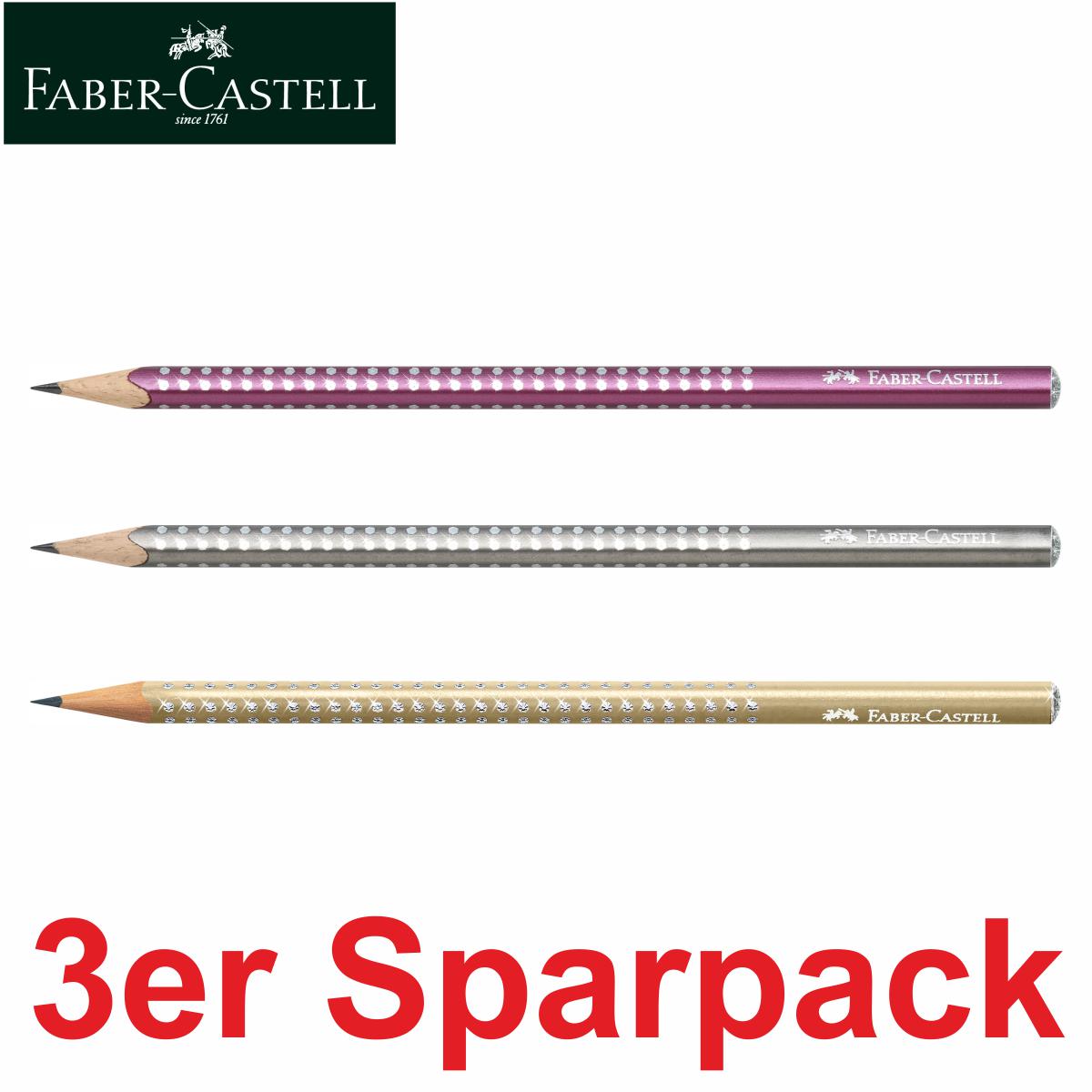 FABER CASTELL Bleistifte GRIP SPARKLE pearl gold | silber | bordeaux -SPARPACK-