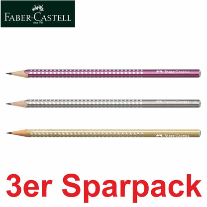 FABER CASTELL Bleistifte GRIP SPARKLE pearl gold | silber | bordeaux -SPARPACK-
