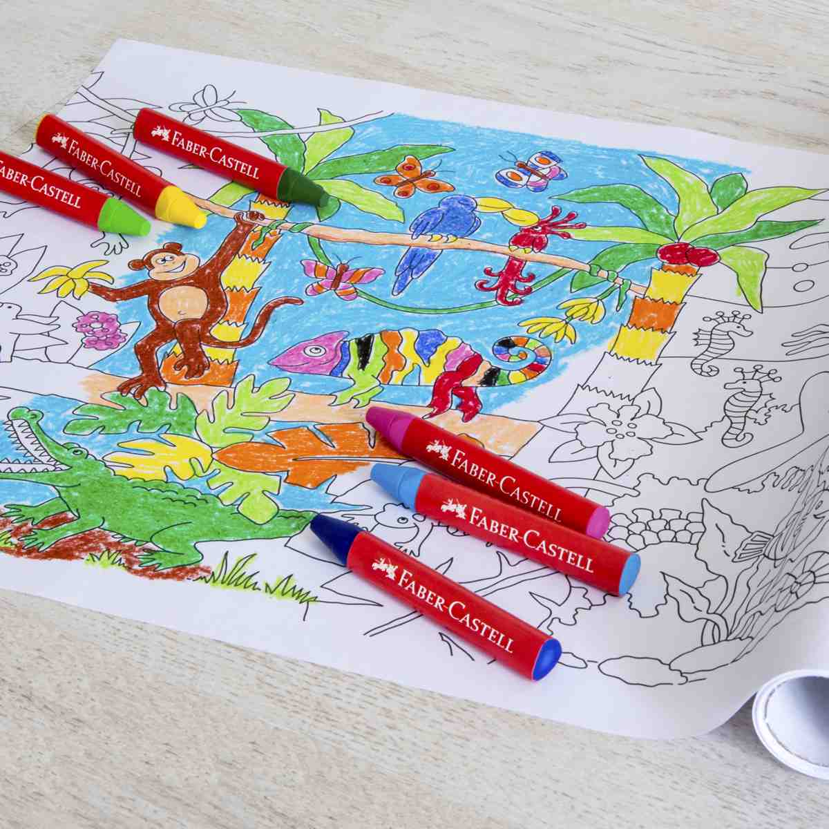 FABER CASTELL Wachsmalkreiden wasserfest dreikant 12 Stück in Kunststoffbox