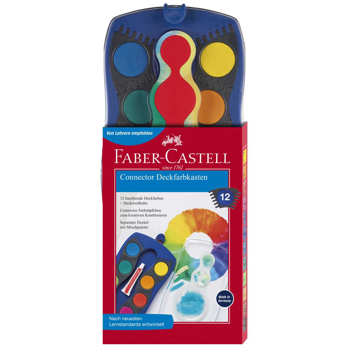 FABER CASTELL Deckfarbkasten Connector 12 Farben blau