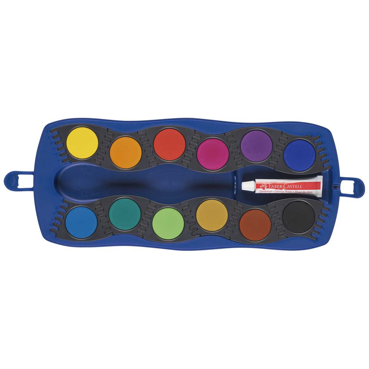 FABER CASTELL Deckfarbkasten Connector 12 Farben blau
